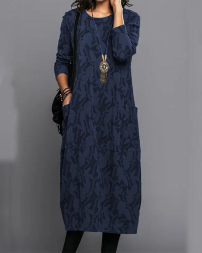 Kimberly | Robe longue à manches longues avec poche pour femme, hiver