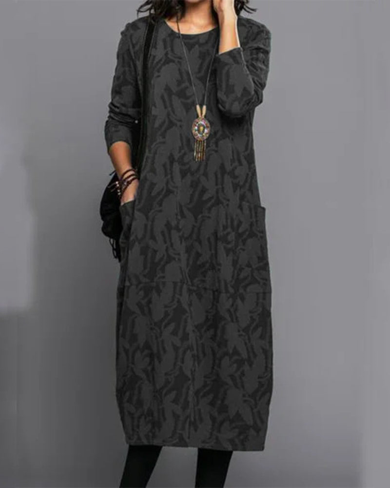 Kimberly | Robe longue à manches longues avec poche pour femme, hiver