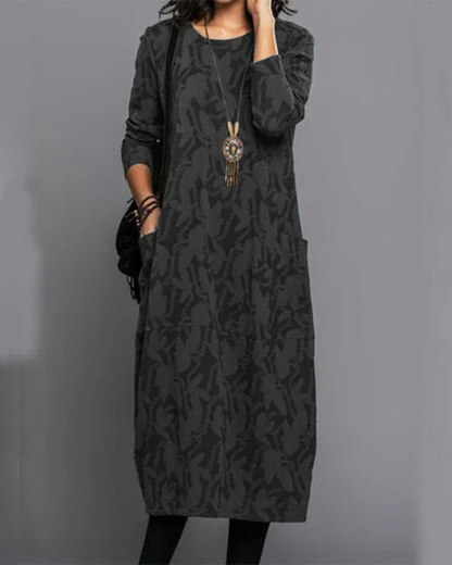 Kimberly | Robe longue à manches longues avec poche pour femme, hiver