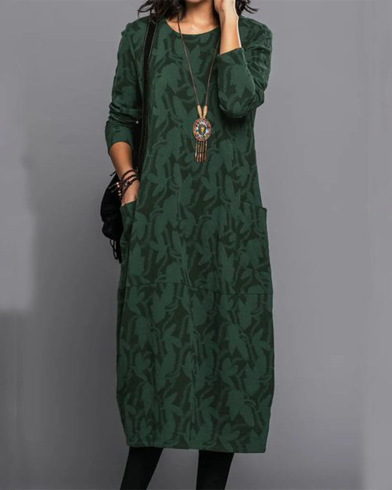 Kimberly | Robe longue à manches longues avec poche pour femme, hiver