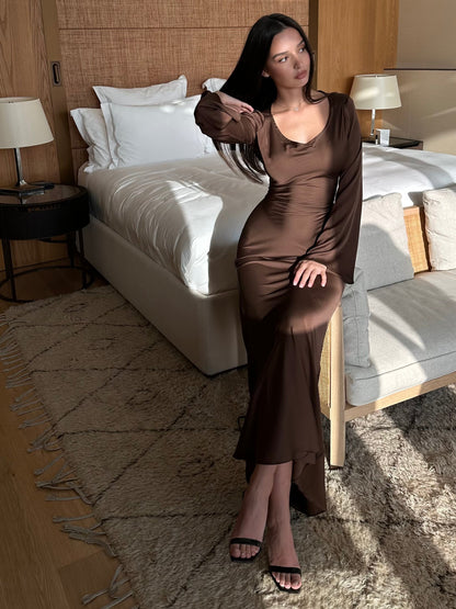 Robe Longue Femme Manches Longues – Coupe Fluide et Décontractée