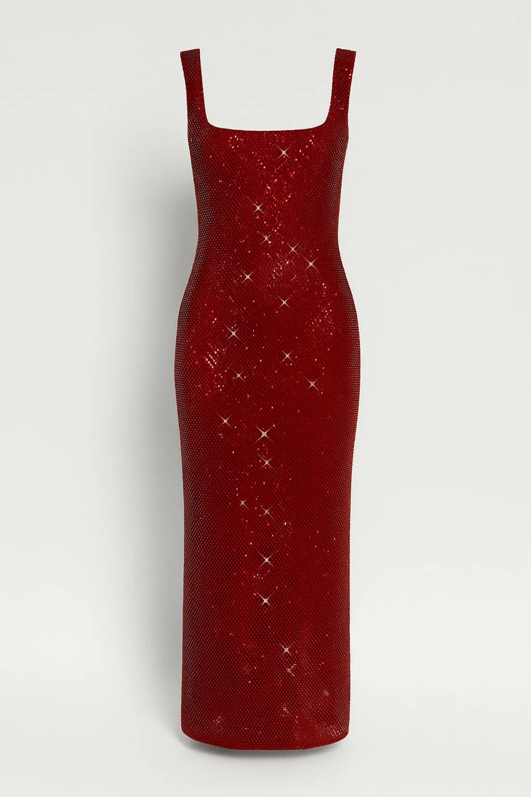 Robe Longue Femme à Paillettes – Dos Nu et Col Carré