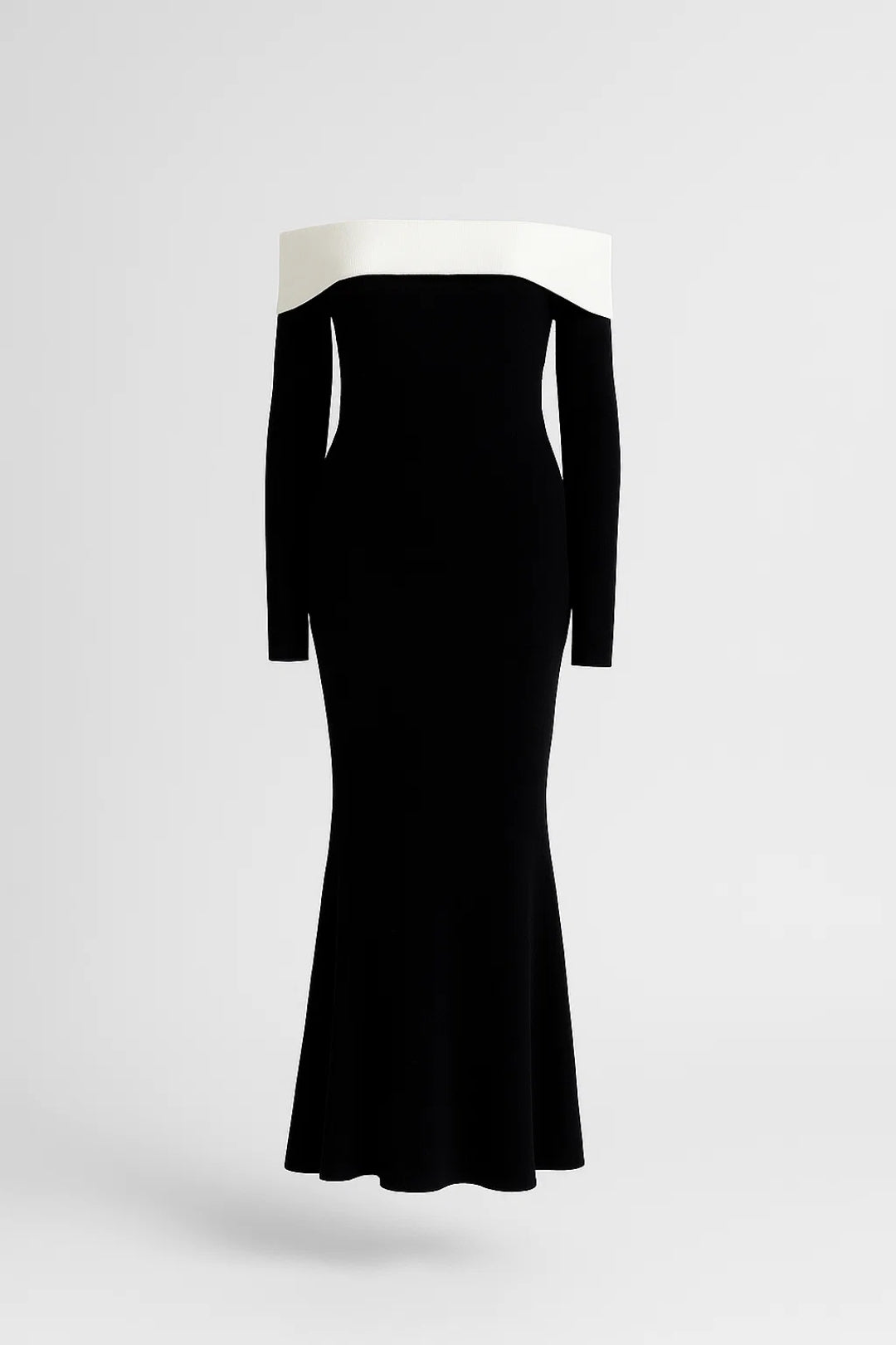 Robe Longue Femme Épaules Dénudées – Manches Longues Coupe Ajustée