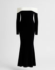 Robe Longue Femme Épaules Dénudées – Manches Longues Coupe Ajustée