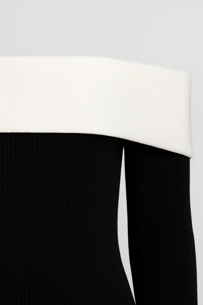 Robe Longue Femme Épaules Dénudées – Manches Longues Coupe Ajustée