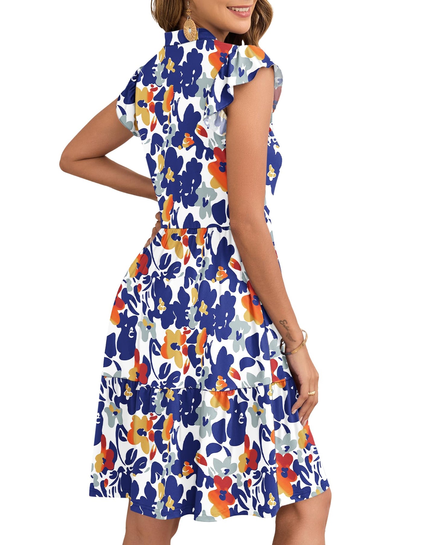 Robe Midi Femme en stretch, col V, coupe fluide – Menvelo