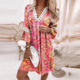 Menvelo Robe Midi Femme Fleurie Coupe Fluide Imprimée