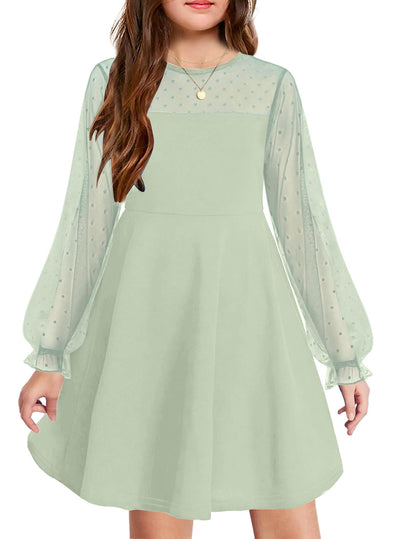 Robe Midi Femme en tissu léger, manches longues, coupe fluide – Menvelo