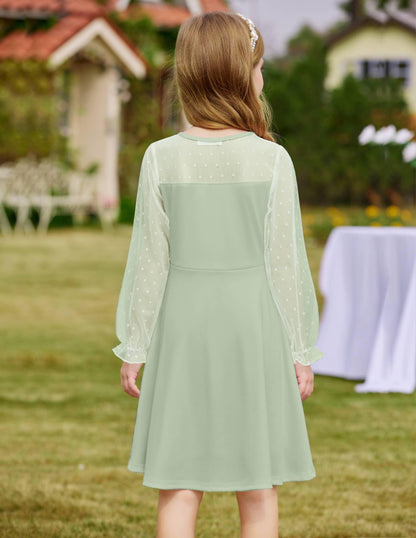 Robe Midi Femme en tissu léger, manches longues, coupe fluide – Menvelo
