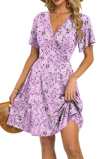 Robe Mini Femme en tissu léger, col V, coupe fluide – Menvelo