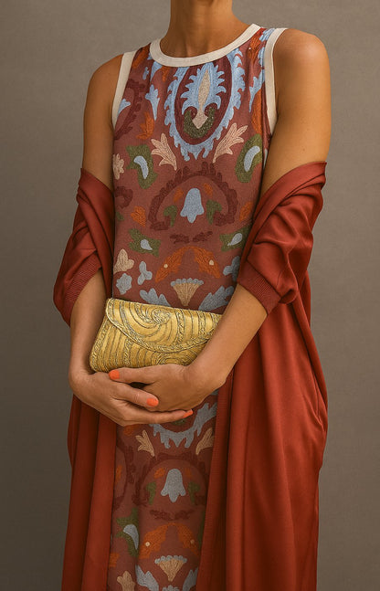 Lily | Ensemble Robe Maxi Sans Manches Brodée de Fleurs pour Femme