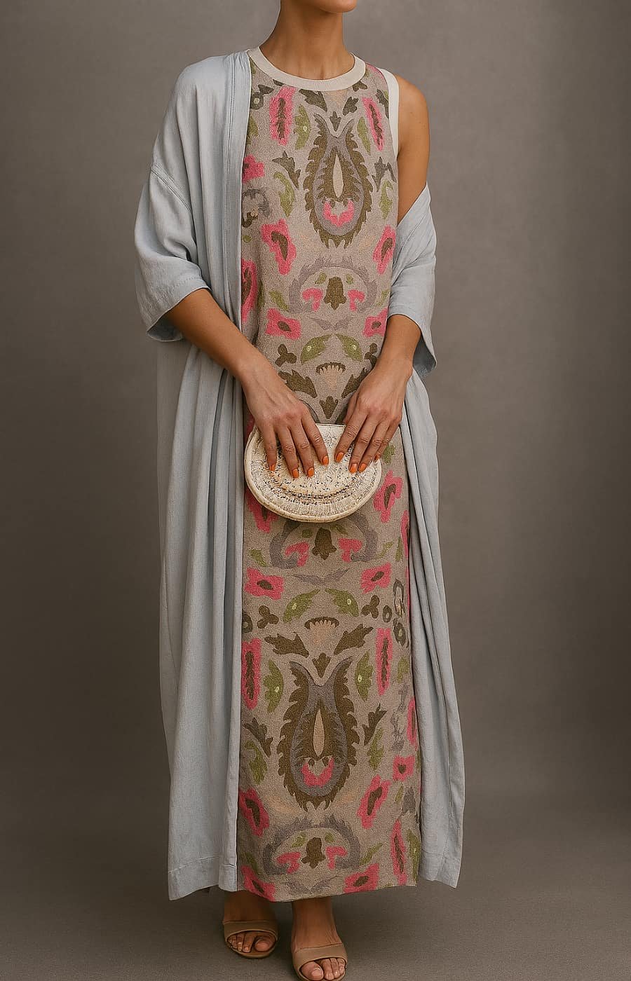 Lily | Ensemble Robe Maxi Sans Manches Brodée de Fleurs pour Femme