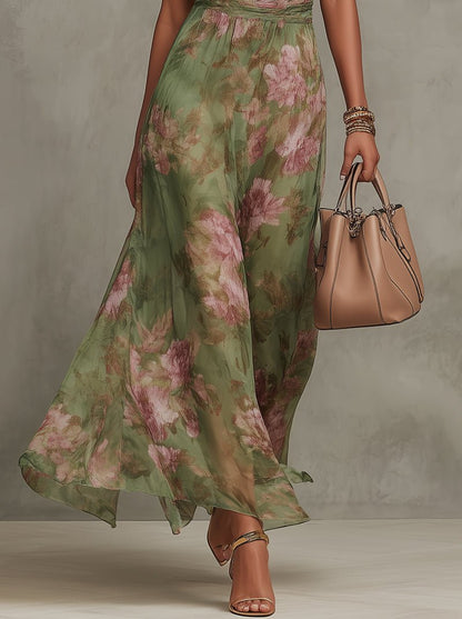Lily | Robe longue à fleurs pour femme avec col licou