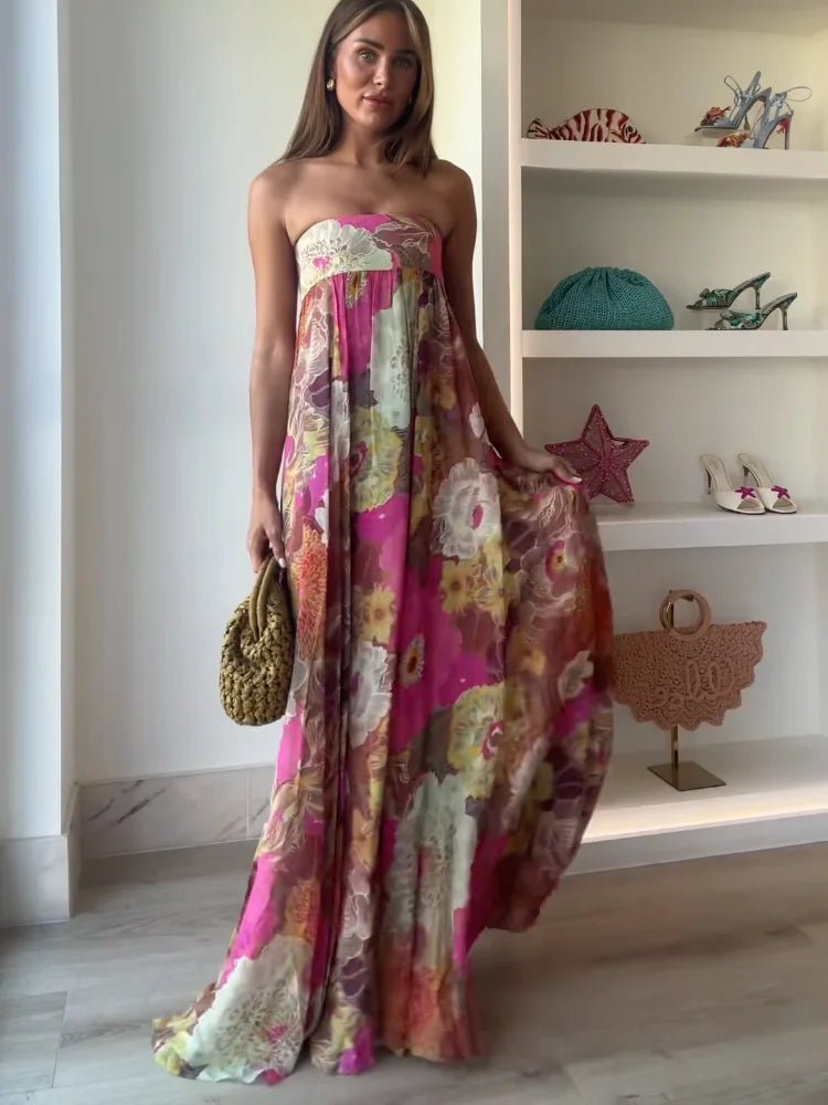 Lily | Robe longue bustier fleurie pour femmes, idéale pour les invitées de mariage