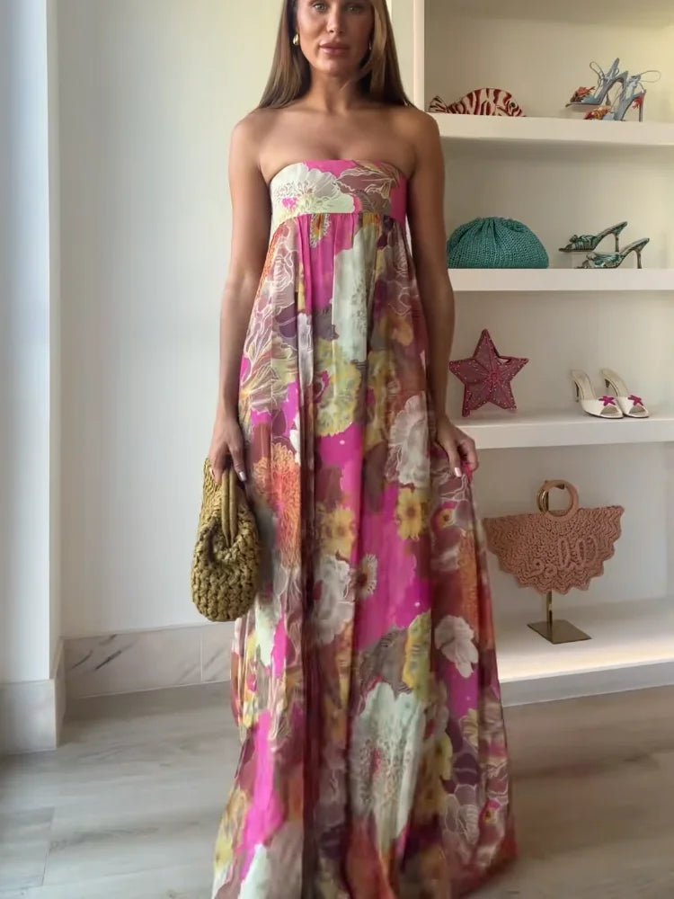 Lily | Robe longue bustier fleurie pour femmes, idéale pour les invitées de mariage