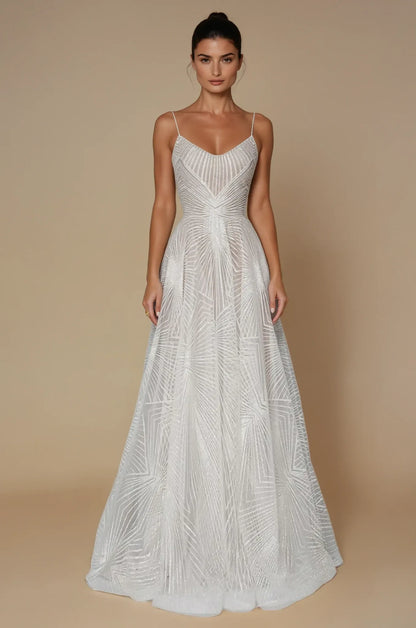 Robe Femme Maxi à Sequins – Coupe A-Line Plissée Tissu Fluide Occasion Spéciale
