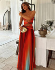Robe Longue Femme Sans Bretelles – Détail Ajouré et Coupe Évasée