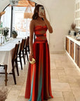 Robe Longue Femme Sans Bretelles – Détail Ajouré et Coupe Évasée