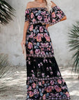 Robe Longue Fleurie Femme Épaules Dénudées – Silhouette Volantée Fluide