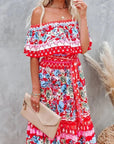 Robe Longue Fleurie Femme Épaules Dénudées – Silhouette Volantée Fluide