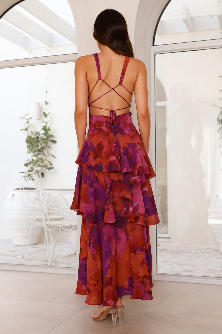 Maria | Robe longue florale élégante pour femme avec design à volants