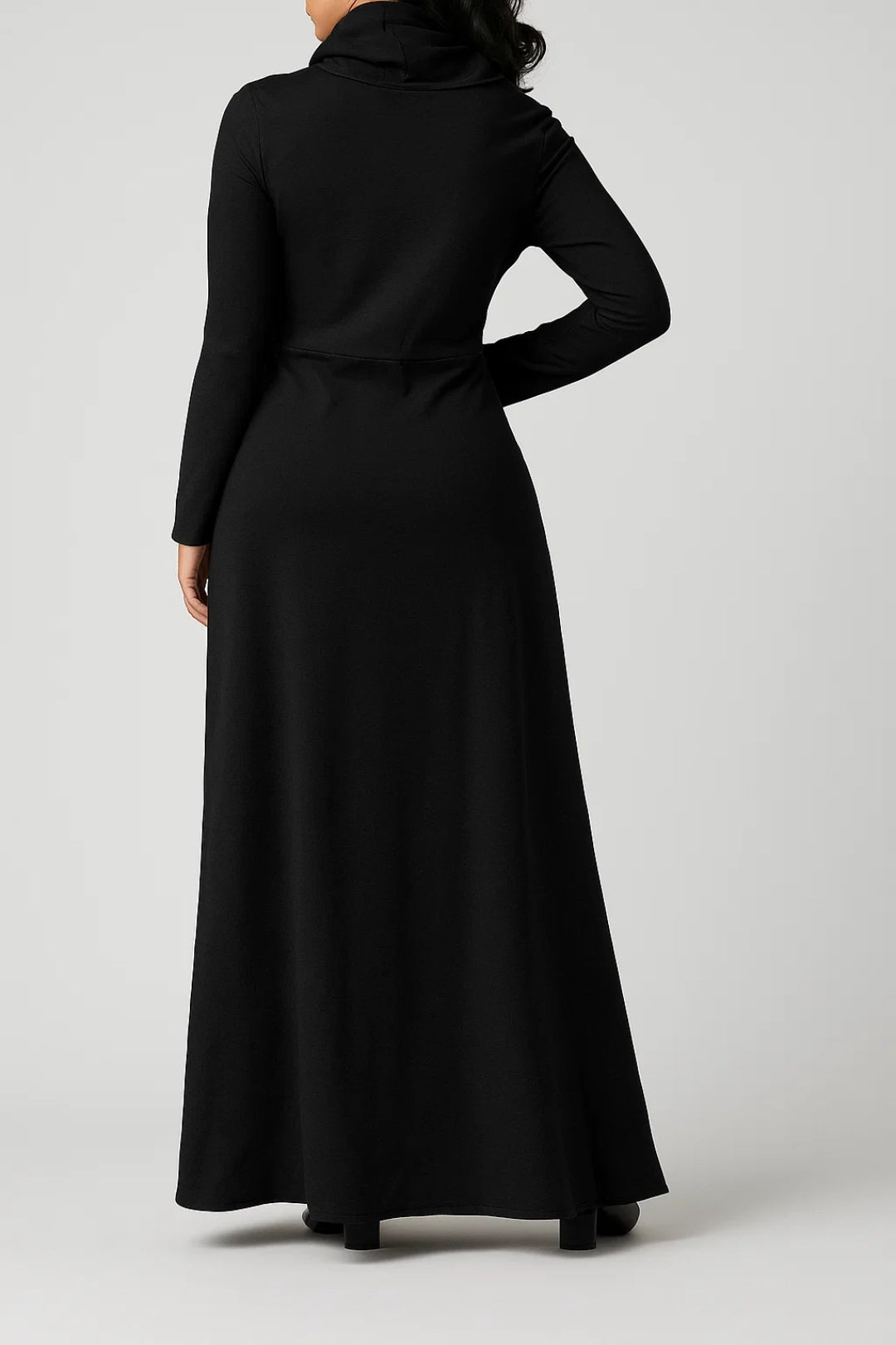 Robe Longue Femme Col Roulé Manches Longues – Silhouette Fluide