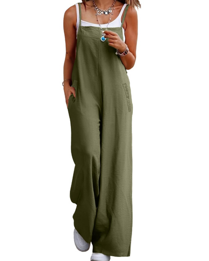 Maya Combinaison Femme – Salopette Été Coton Coupe Ample, Pantalon Large Bohème avec Poches