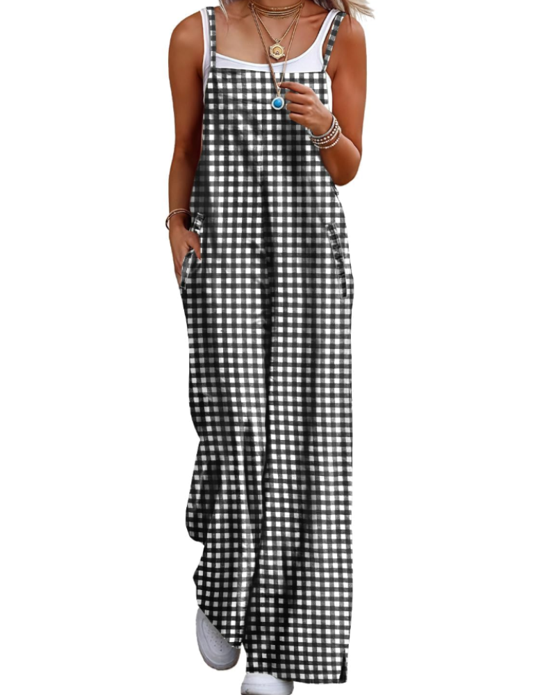 Maya Combinaison Femme – Salopette Été Coton Coupe Ample, Pantalon Large Bohème avec Poches