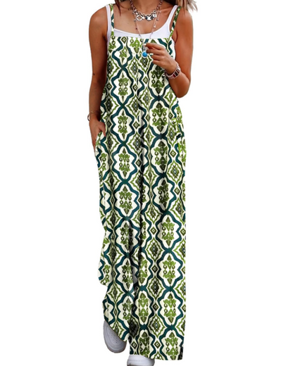 Maya Combinaison Femme – Salopette Été Coton Coupe Ample, Pantalon Large Bohème avec Poches