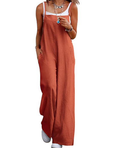 Maya Combinaison Femme – Salopette Été Coton Coupe Ample, Pantalon Large Bohème avec Poches