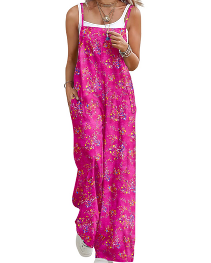 Maya Combinaison Femme – Salopette Été Coton Coupe Ample, Pantalon Large Bohème avec Poches