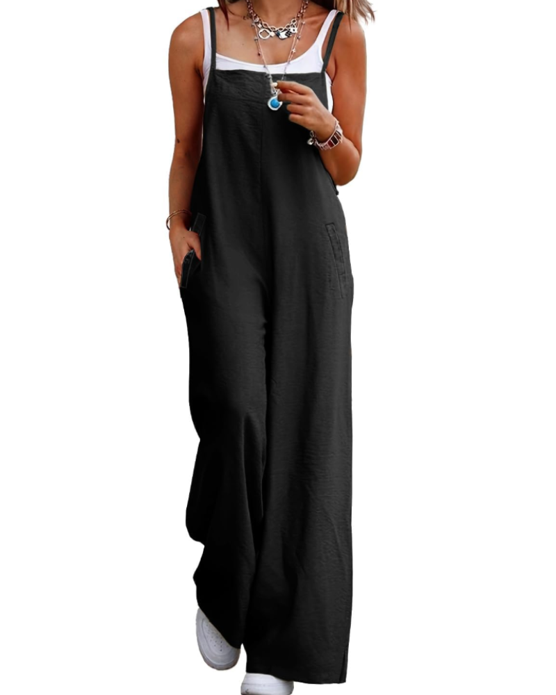 Maya Combinaison Femme – Salopette Été Coton Coupe Ample, Pantalon Large Bohème avec Poches
