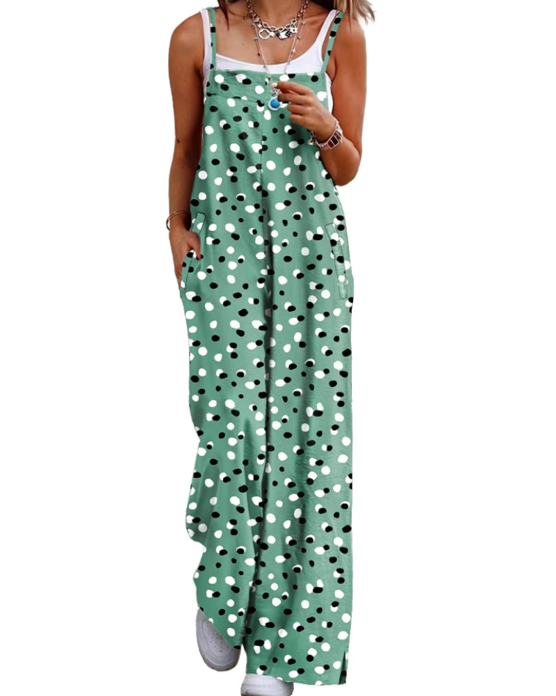 Maya Combinaison Femme – Salopette Été Coton Coupe Ample, Pantalon Large Bohème avec Poches