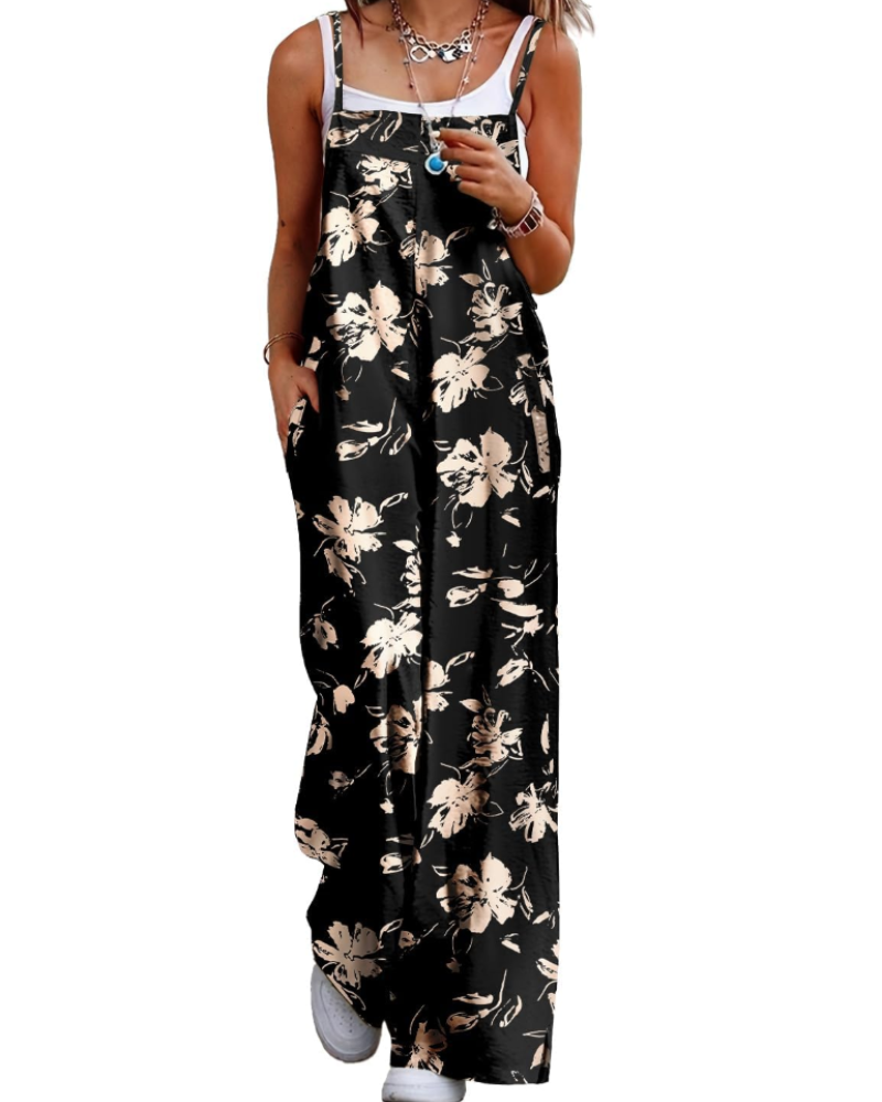 Maya Combinaison Femme – Salopette Été Coton Coupe Ample, Pantalon Large Bohème avec Poches
