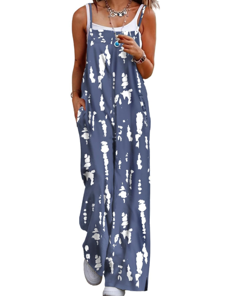 Maya Combinaison Femme – Salopette Été Coton Coupe Ample, Pantalon Large Bohème avec Poches