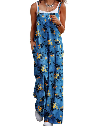 Maya Combinaison Femme – Salopette Été Coton Coupe Ample, Pantalon Large Bohème avec Poches