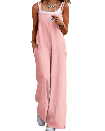 Maya Combinaison Femme – Salopette Été Coton Coupe Ample, Pantalon Large Bohème avec Poches
