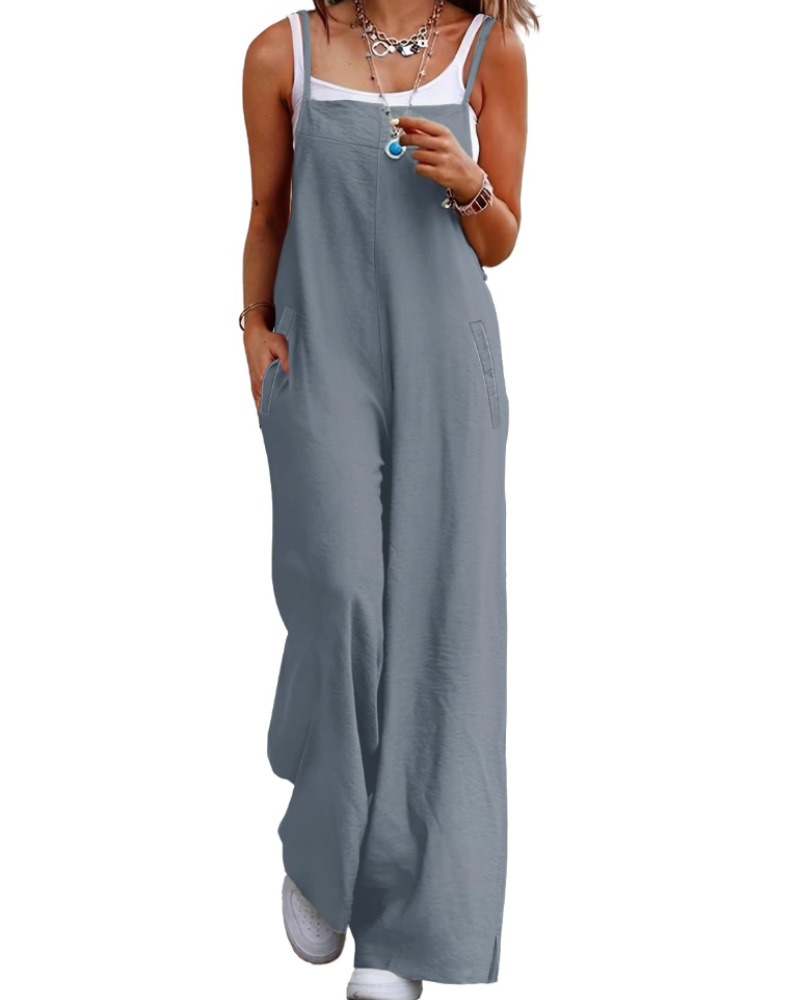 Maya Combinaison Femme – Salopette Été Coton Coupe Ample, Pantalon Large Bohème avec Poches