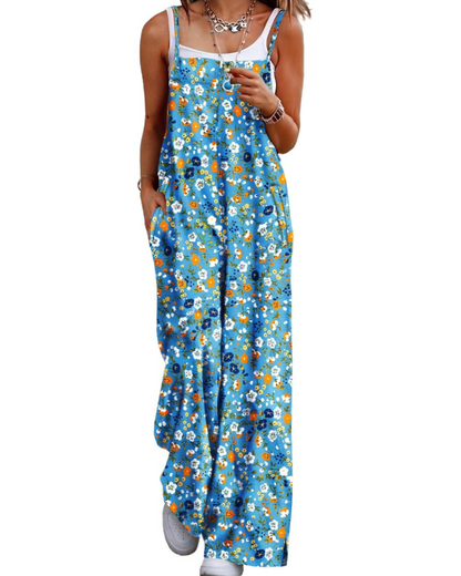 Maya Combinaison Femme – Salopette Été Coton Coupe Ample, Pantalon Large Bohème avec Poches