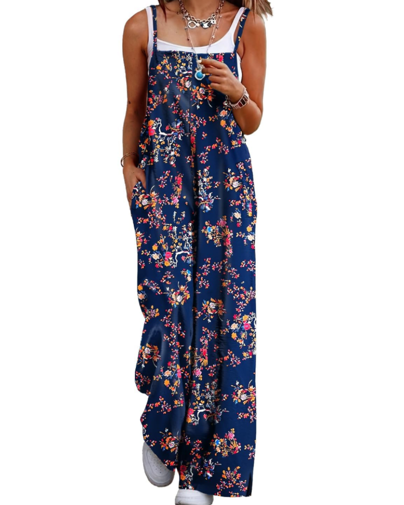 Maya Combinaison Femme – Salopette Été Coton Coupe Ample, Pantalon Large Bohème avec Poches