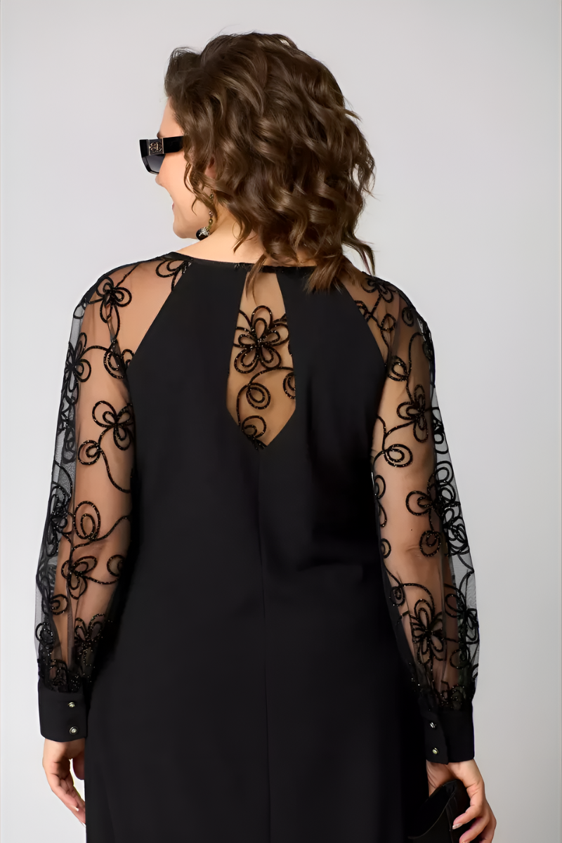 Robe Midi Femme à Manches en Dentelle – Coupe A-Line Décontractée