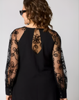 Robe Midi Femme à Manches en Dentelle – Coupe A-Line Décontractée