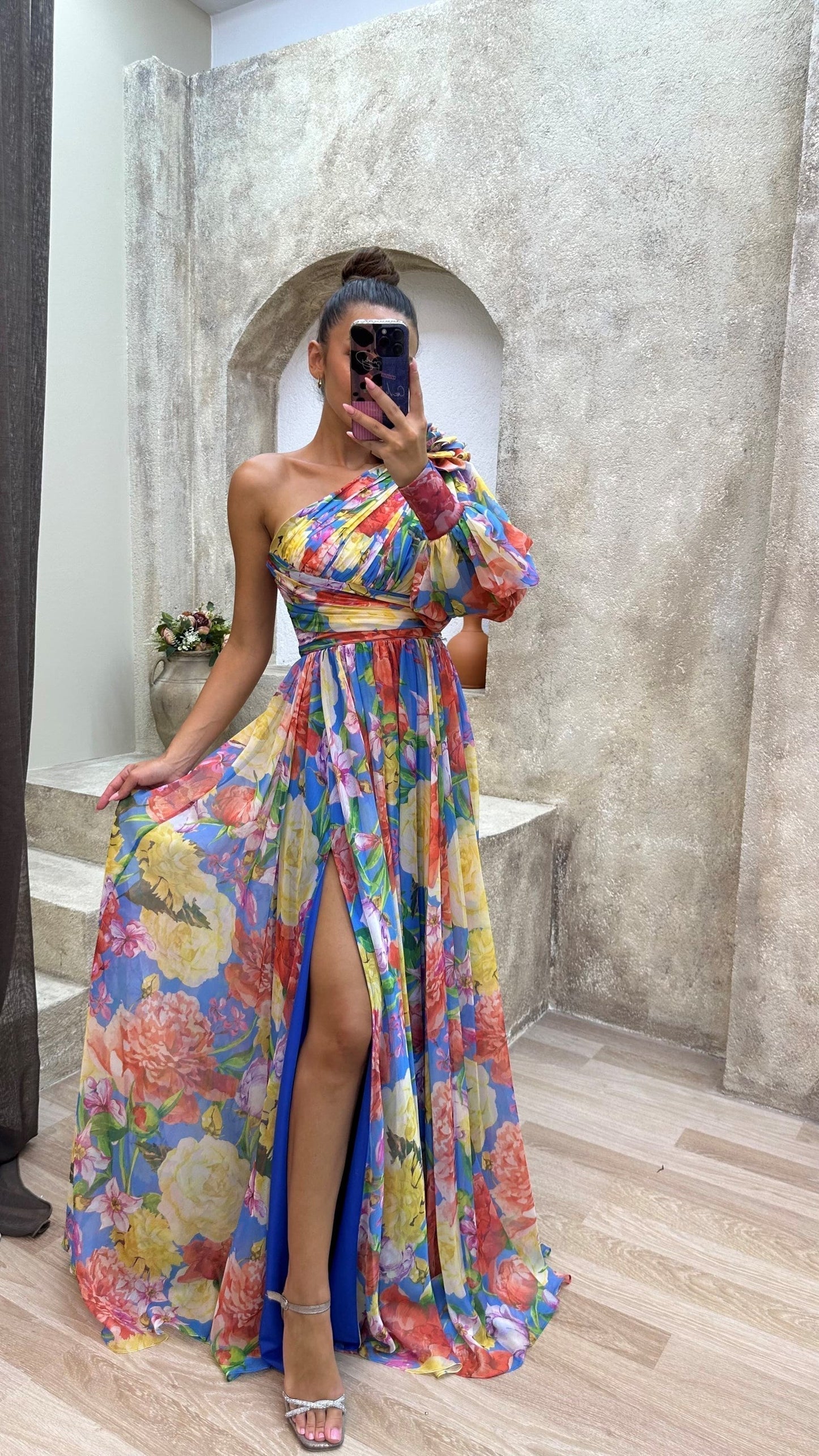 Millie | Robe maxi élégante fendue à motif floral pour femme
