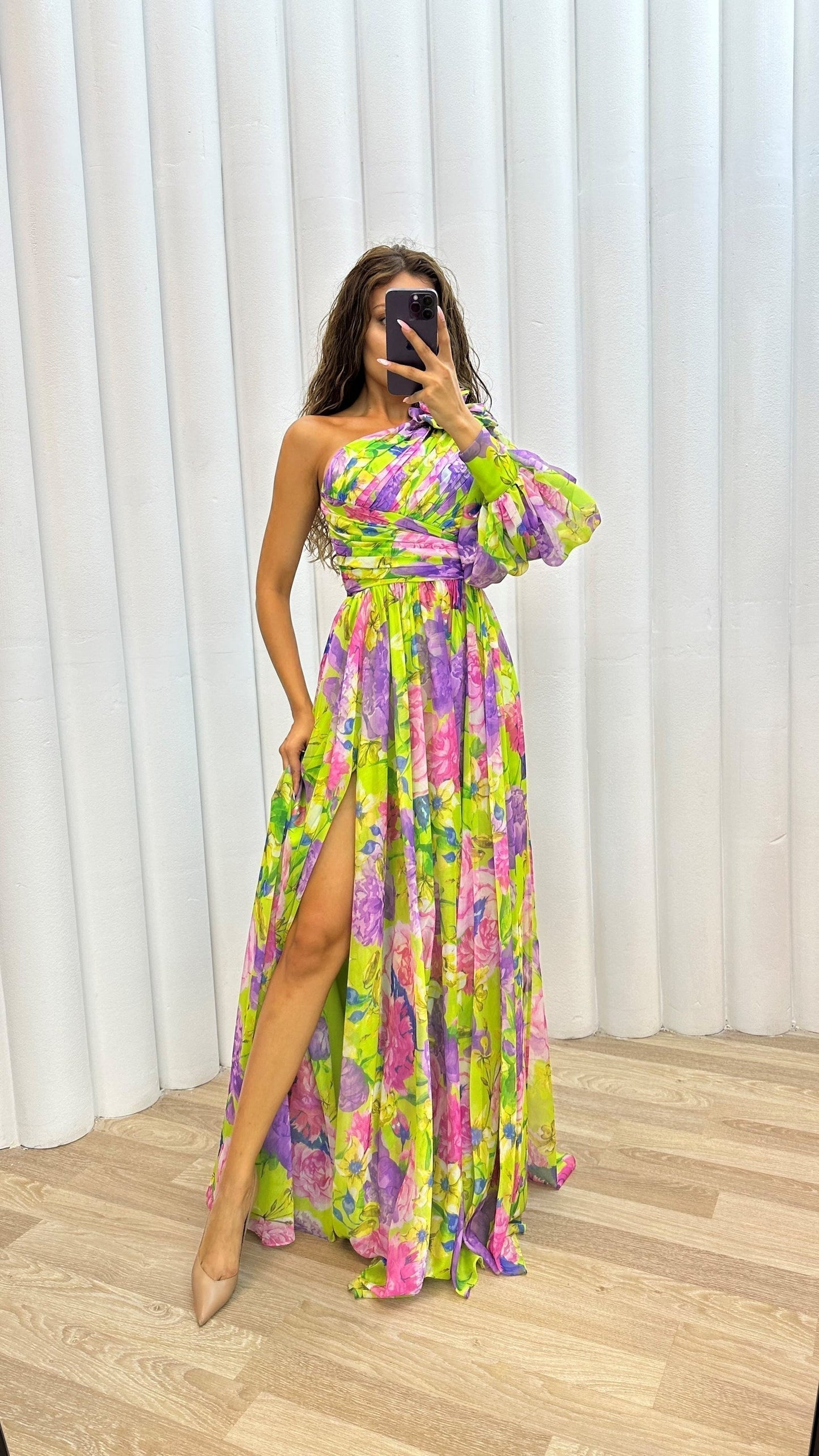 Millie | Robe maxi élégante fendue à motif floral pour femme