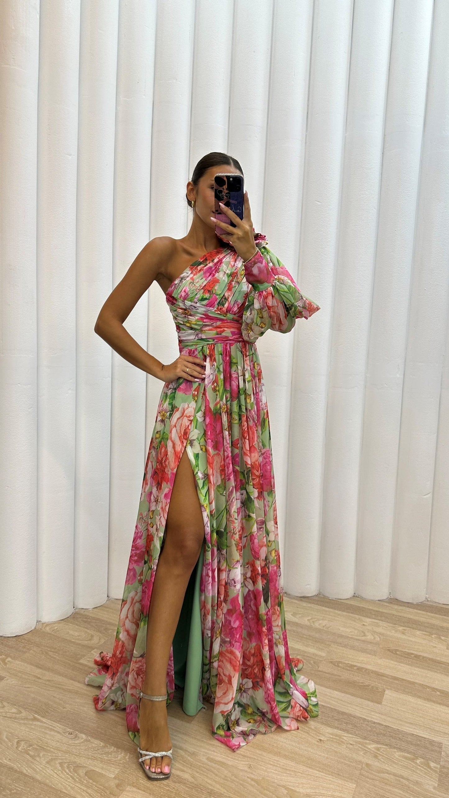 Millie | Robe maxi élégante fendue à motif floral pour femme