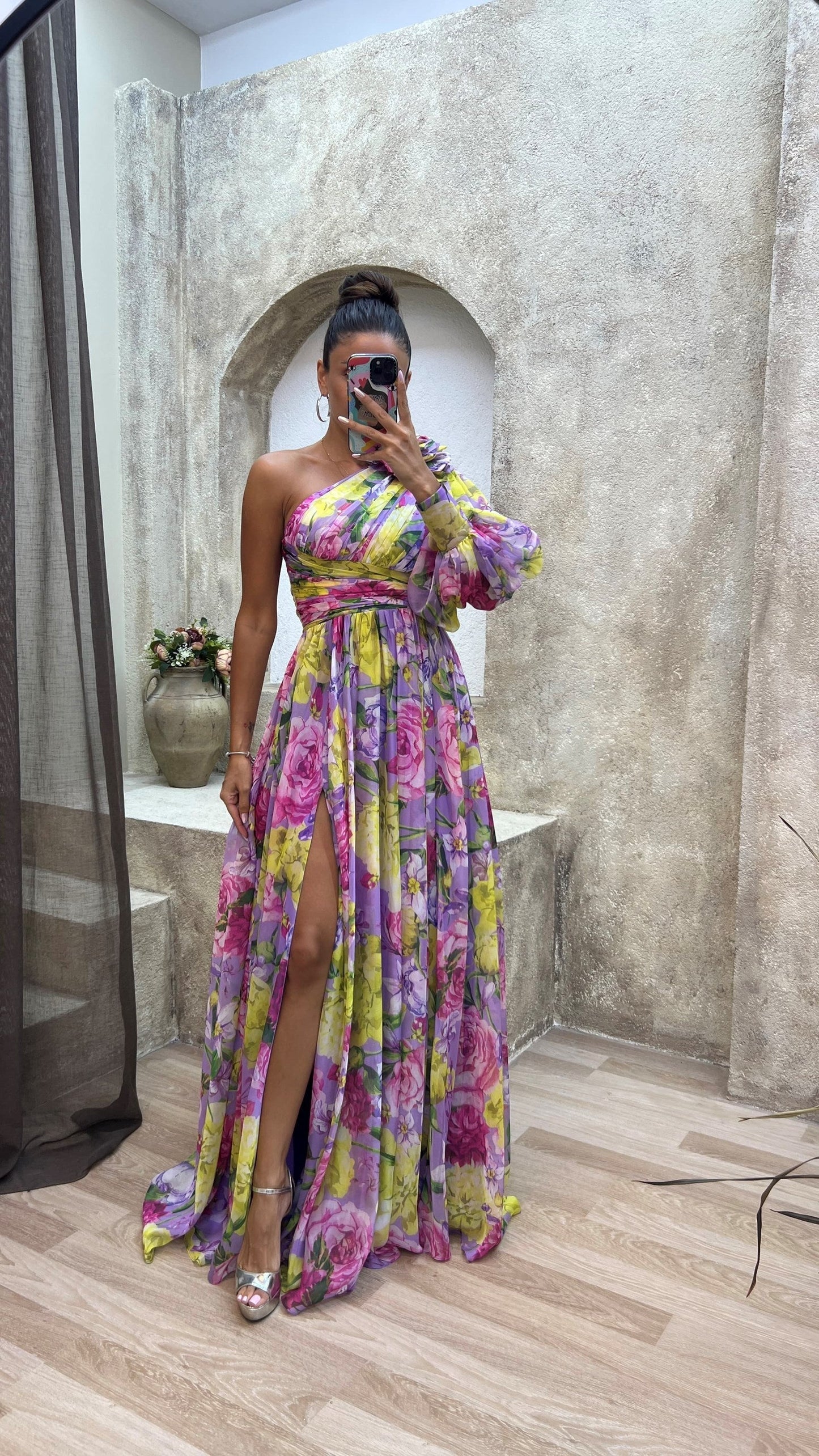 Millie | Robe maxi élégante fendue à motif floral pour femme