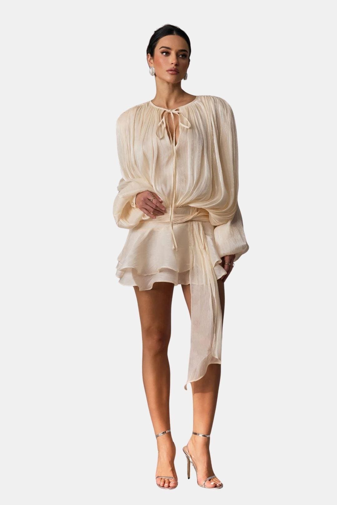 Robe Mini Femme en tissu léger, à volants, coupe confortable – Menvelo