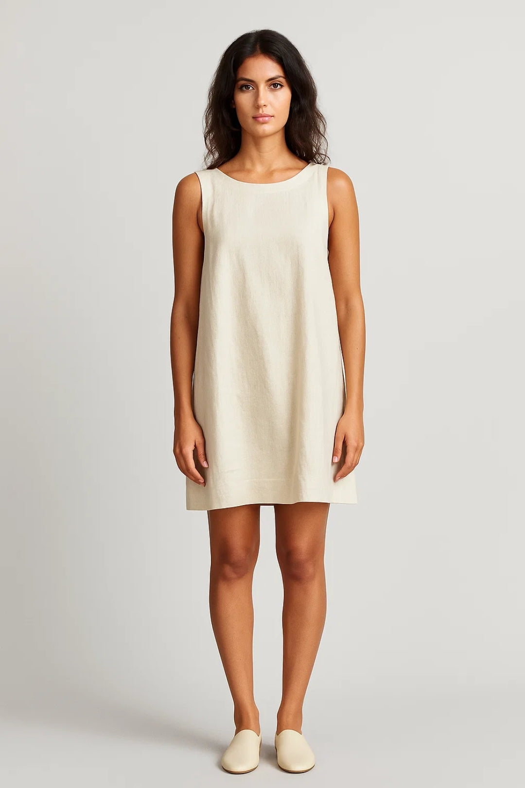 Robe Mini Femme en tissu léger, sans manches, coupe décontractée – Menvelo
