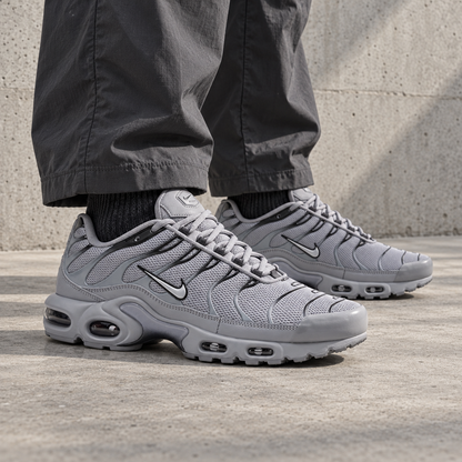 Nike Air Max Plus TN Wolf Grey baskets homme et femme en mesh et TPU gris, vue arrière