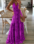 Robe Maxi Bohème Femme en Tissu Léger – Silhouette Fluide Taille Haute à Col V
